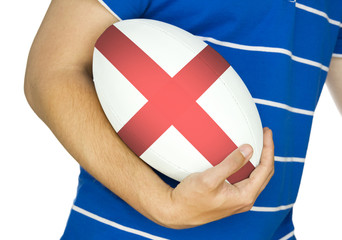 rugby player with england rugby ball