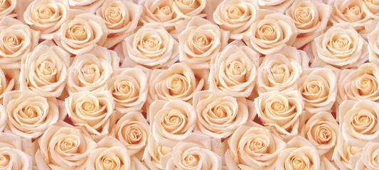 Foto op Canvas Beige roses seamless pattern © vlukas