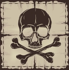 Skull and Crossbones over old damaged map