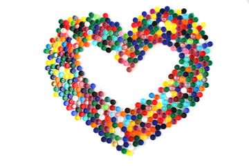 heart from the color plastic caps