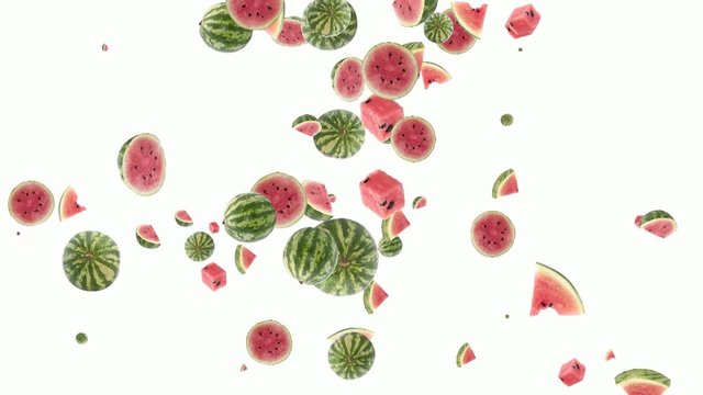 Falling Watermelons shaping a heart