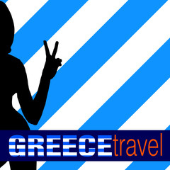 greece travel with girl and two finger illustration