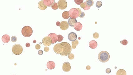 Falling Coins shaping a heart - Powered by Adobe