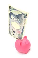 ブタ　貯金箱　千円札