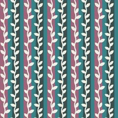 Decorative seamless stripes with stems pattern