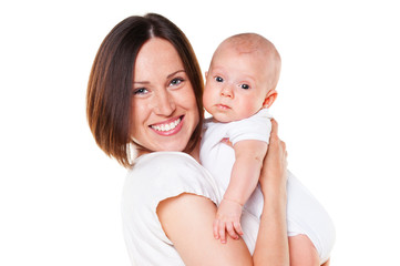 smiley mother and her little son