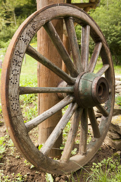 vieille roue de chariot