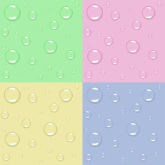 Set of pastel seamless backgrounds with water drops