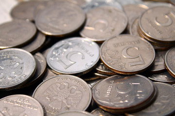 five rouble coins/монеты пять рублей