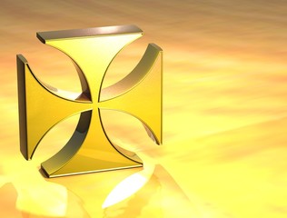 3D Maltese Cross Gold Sign