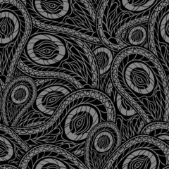 Black seamless pattern with paisley. Vector illustration.