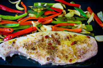 espadon et l&eacute;gumes &agrave; la plancha