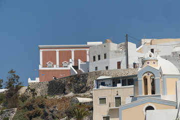 Fototapeta na wymiar Fira stolicą wyspy Santorini Grecja Cyklady