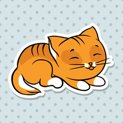 Red cute funny cat sleep. Vector illustration.