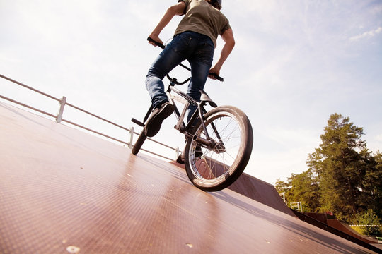 BMX Bicycler On  Ramp