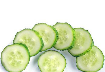 Sliced cucumber on plate