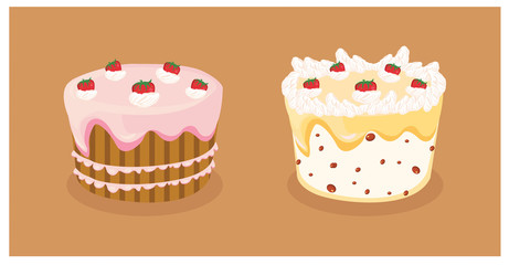 Vector Strawberry Cakes