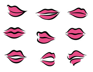 Fototapeta na wymiar Woman lips in cartoon style