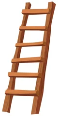 Deurstickers An illustration of a wooden ladder on white © Perysty