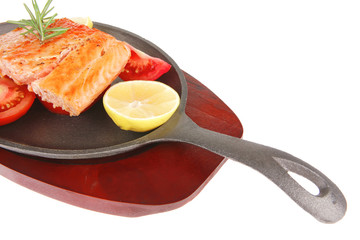 grilled salmon on pan