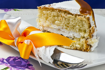 Cream cake with caramel