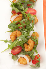 Popcorn Shrimp and Baby Arugula Salad