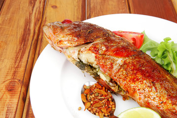 main course : roasted sea fish