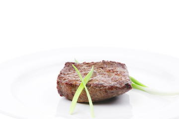 meat food : roast beef fillet mignon served on white