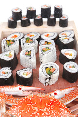 California Roll with Avocado Salmon and live crab
