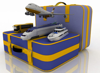 concept of transport for trips. 3d render illustration
