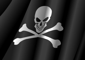Vector illustration of a flag of Jolly Roger symbol