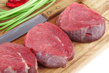 fillet chops : fresh beef meat with thyme