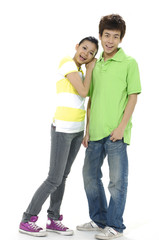 full-length beautiful young happy smiling couple