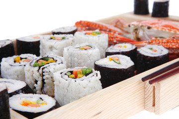 California Roll with Avocado Salmon and live crab