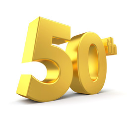 3d golden anniversary - 50th, isolated on white background © martanfoto