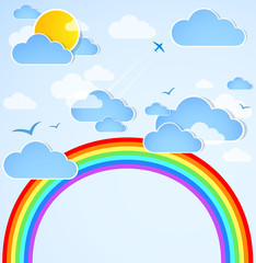 Sky background with rainbow.