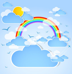Sky background with rainbow
