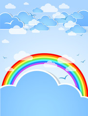 Sky background with rainbow