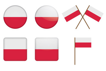 set of badges with flag of Poland vector illustration