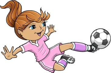 Wall murals Cartoon draw Sports Summer Soccer Girl Vector Illustration