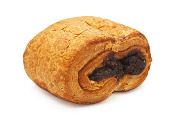 Bun with poppy seeds on a white background