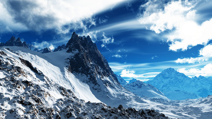 Mountains in the snow ( 3D rendering )