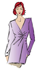 SKETCH. fashion girl. Hand-drawn fashion model