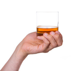 Glass of whisky in hand