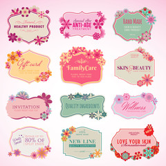 Set of cosmetics labels and stickers