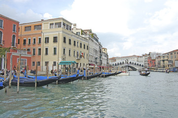 Grand canal and gondola on a sunny day