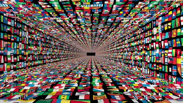 Tunnel of World Flags, loop, alpha
