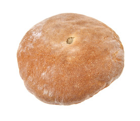 Round loaf of bread isolated on white