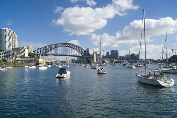 Boats in Sydney Harbour with Bridge in background, Australia © jimbola