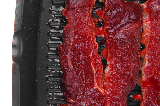 raw bloody beef steaks